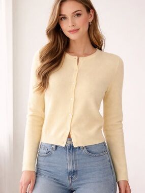 Ralph Lauren Pale Yellow Button-Front Women's Cardigan